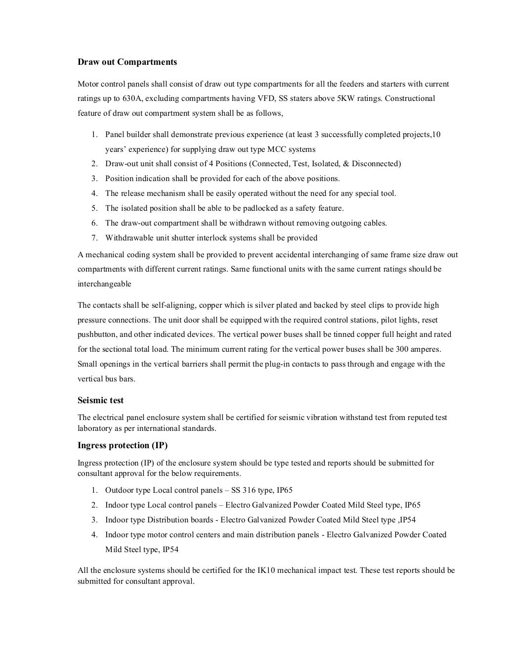Lv panel specification