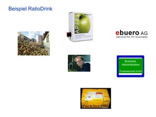 Beispiel RatioDrink




                          Business
                        Administration

                      Projektwerkstatt GmbH
 