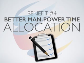 BENEFIT #4
ALLOCATION
BETTER MAN-POWER TIME
 