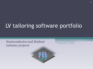 LV tailoring software portfolio 4/20/2010 1 LV Tailoring Software Semiconductor and Medical industry projects 