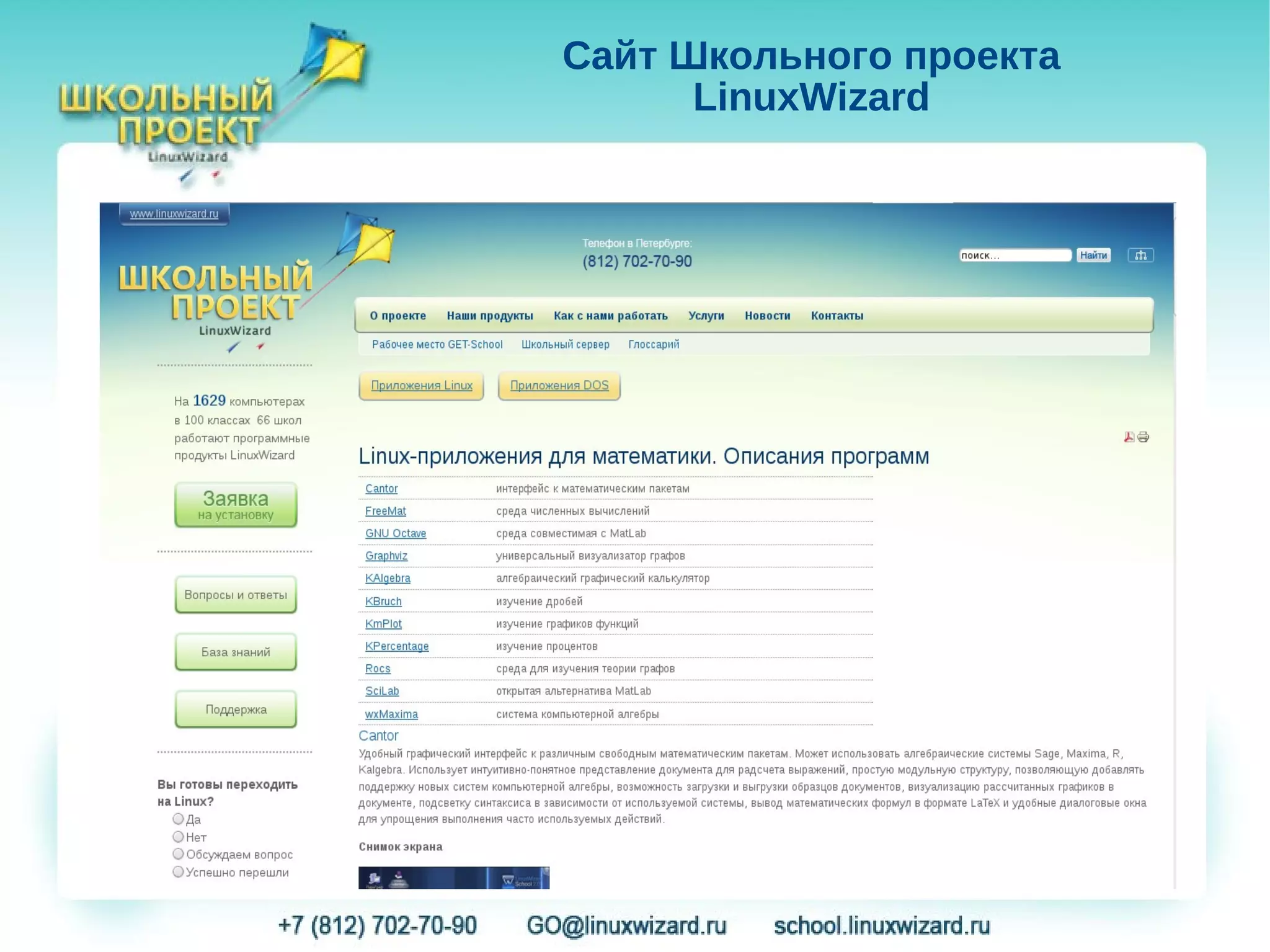 Сайт Школьного проекта
      LinuxWizard
 