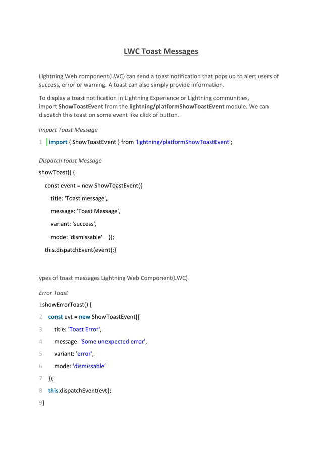 Salesforce LWC Toast Message PDF