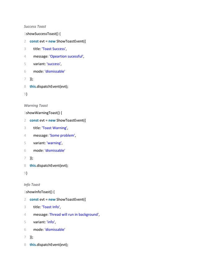 Salesforce LWC Toast Message