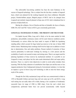 Stowing Methods Longwall exp india-expectations | DOC