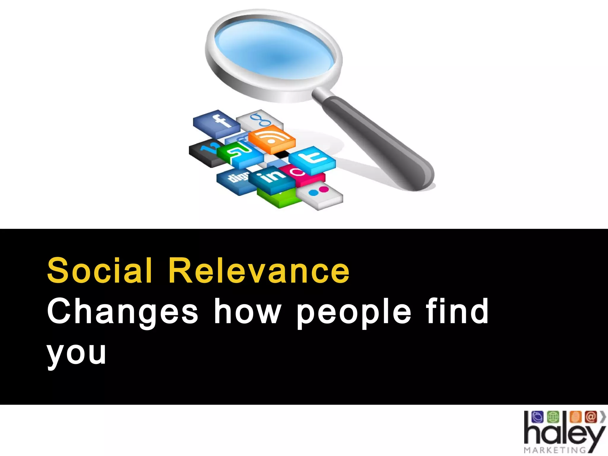 Social Relevance
Changes how people find
you
 
