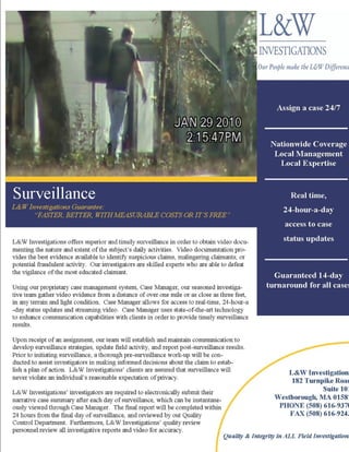 Surveillance Flyer for L&W Investigations