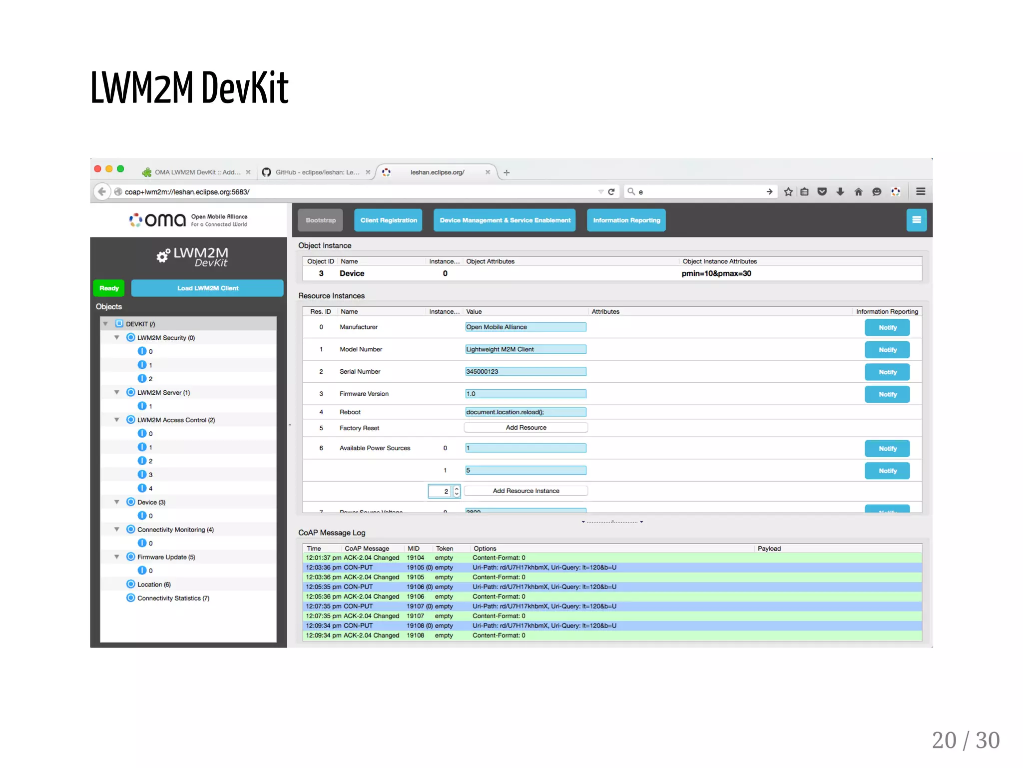 LWM2M DevKit
20 / 30
 