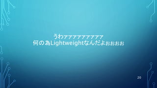うわァァァァァァァァァ
何の為Lightweightなんだよぉぉぉぉ
20
 