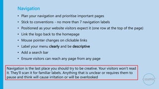 Service Pages
• Try to avoid drop-down menu in the navigation
• Users tend to skip top-level navigation labels if there is...