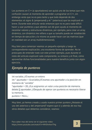 Implementacion de punteros | PDF