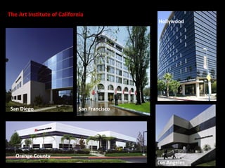 The Art Institute of California
Hollywood
San Diego San Francisco
Orange County
Los Angeles
 