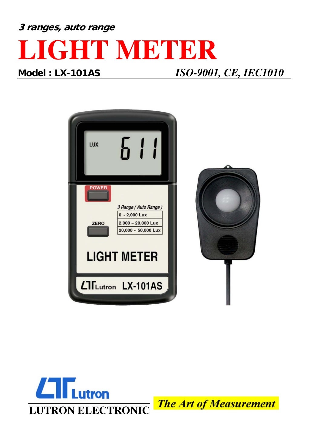 Lutron LX101AS Lux Meter/Light Meter