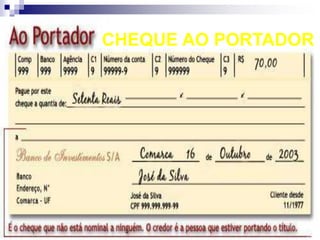 CHEQUE AO PORTADOR
 