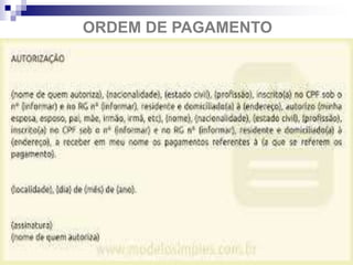 ORDEM DE PAGAMENTO
 