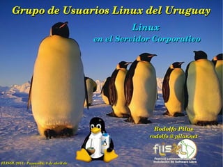 Grupo de Usuarios Linux del Uruguay Linux   en el Servidor Corporativo Rodolfo Pilas rodolfo @ pilas.net FLISOL 2011 - Paysandú, 9 de abril de 2011 