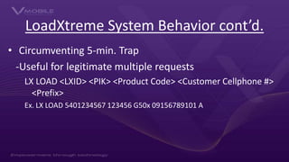 LoadXtreme System Behavior cont’d.
• Circumventing 5-min. Trap
-Useful for legitimate multiple requests
LX LOAD <LXID> <PI...
