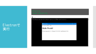 Electronで
実行
#electron
hayamizu$electron .
 