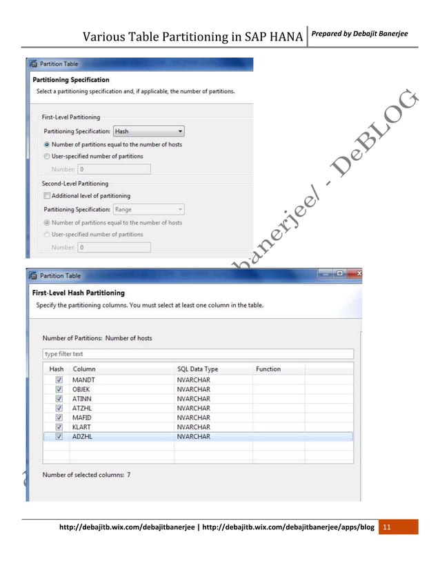 Various Table Partitioning in SAP HANA