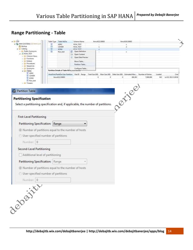 Various Table Partitioning in SAP HANA