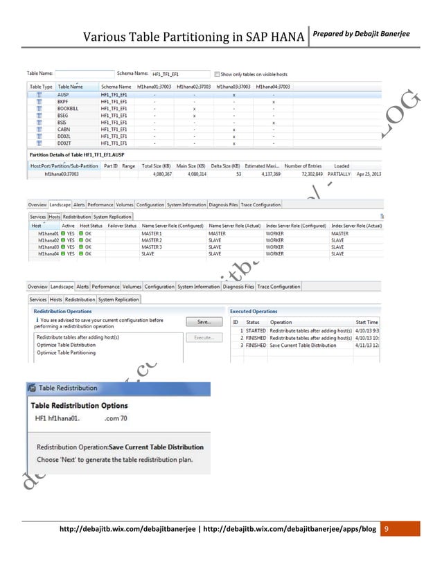 Various Table Partitioning in SAP HANA