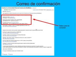 Correo de confirmación Datos para la conexión 
