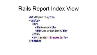 Rails Report Index View
 