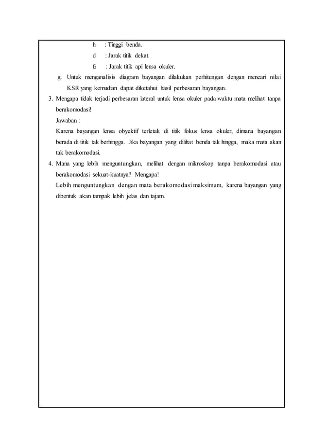 Laporan Praktikum Fisika Dasar II Awal tentang Mikroskop | PDF