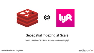 Daniel Hochman, Engineer
@
Geospatial Indexing at Scale
The 10 15 Million QPS Redis Architecture Powering Lyft
 