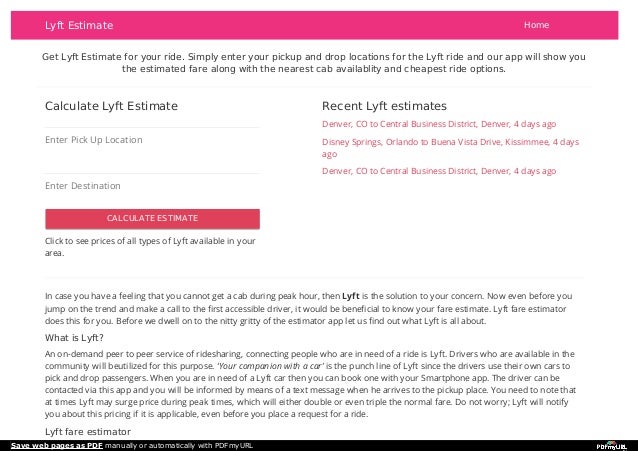 Lyft Fare Estimate Lyft Fare Estimate