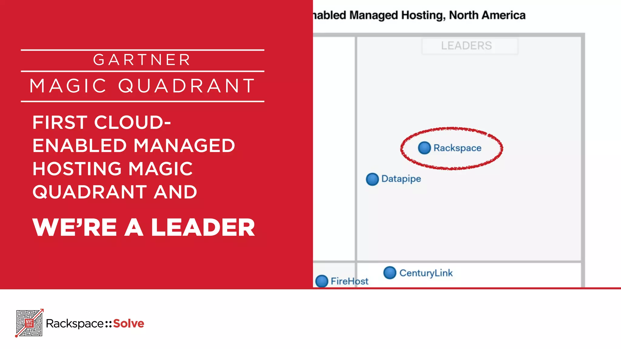 GARTNER 
MAGIC QUADRANT 
FIRST CLOUD-ENABLED 
MANAGED 
HOSTING MAGIC 
QUADRANT AND 
WE’RE A LEADER 
 