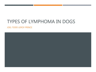 TYPES OF LYMPHOMA IN DOGS
JOEL TODD LEROY PRINCE
 