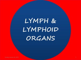 LYMPH &
LYMPHOID
ORGANS
Sunday, January 18, 2015 1
 