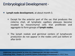 Lymphatic Sac Development Lymphatic drainage of head & neck | PPTX