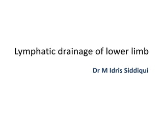 Lymphatic drainage of lower limb
Dr M Idris Siddiqui
 