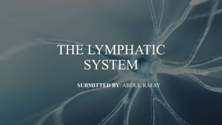 THE LYMPHATIC
SYSTEM
SUBMITTED BY: ABDUL RAFAY
 