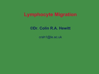 Lymphocyte Migration © Dr. Colin R.A. Hewitt [email_address] 