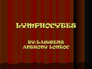 LYMPHOCYTES BY:LAWRENZ ANTHONY LONTOC 