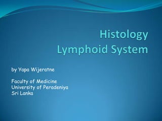 HistologyLymphoid System by Yapa Wijeratne Faculty of Medicine University of Peradeniya Sri Lanka 