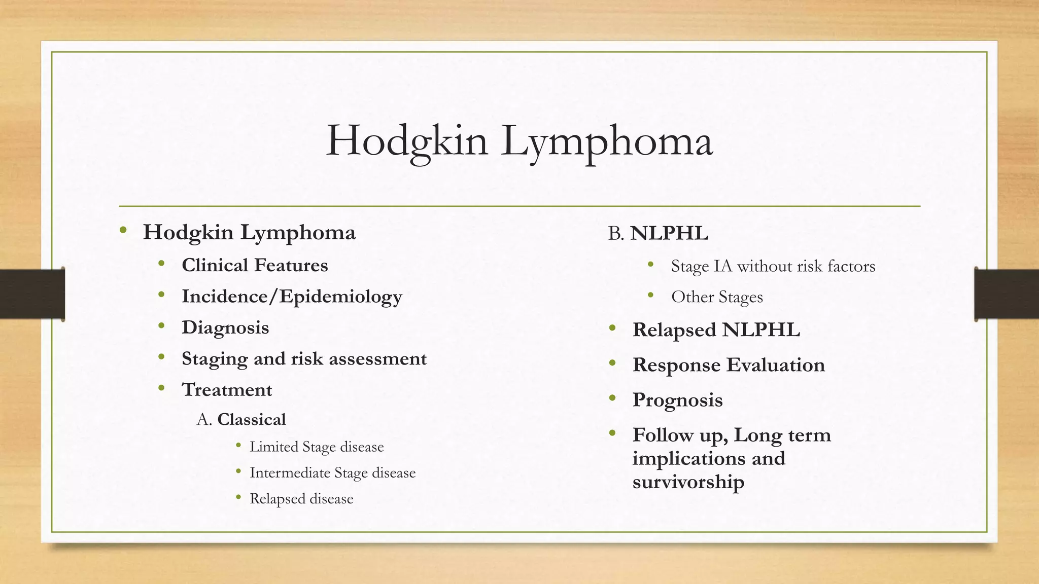 Hodgkin Lymphoma - Diagnosis to Management | PPTX