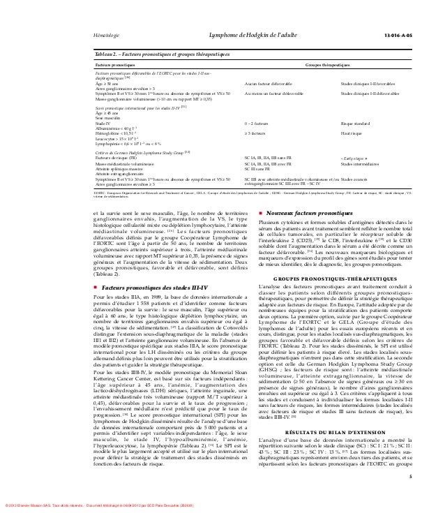 Lymphome De Hodgkin De Ladulte
