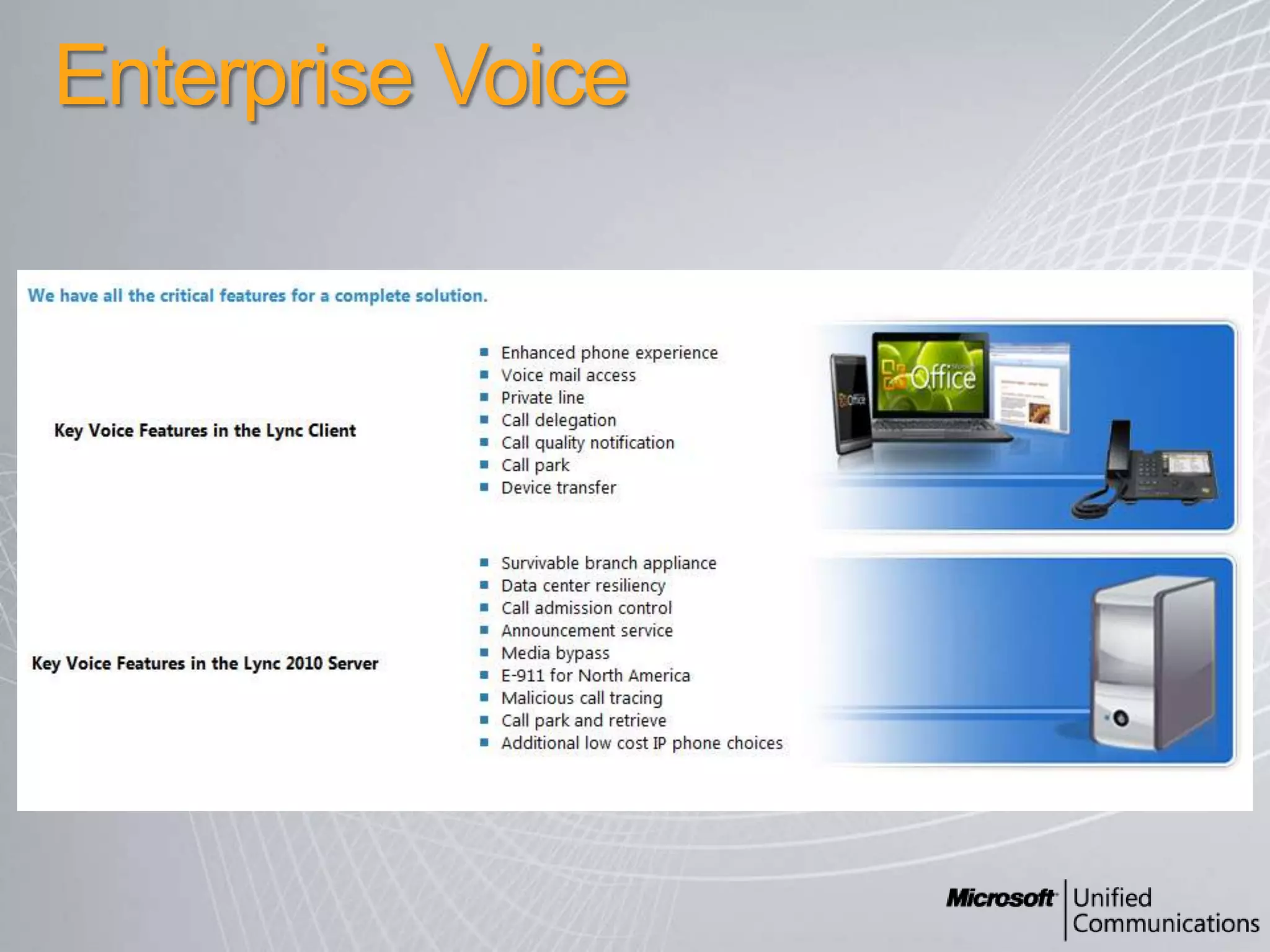 La siguientegeneración de lascomunicacionesEncuentra y conecta con las personas adecuadasTarjeta de ContactoConsistente en Outlook y Communicator