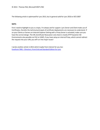 Lync Certificate Planning and Assignments PDF