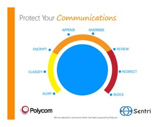 Communications




We are pleased to announce Sentri has been acquired by Polycom
 
