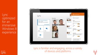 Lync is familiar and engaging, across a variety
of devices and platforms
 