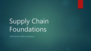 Supply Chain
Foundations
CREATED BY: BRYCE KENDALL
 