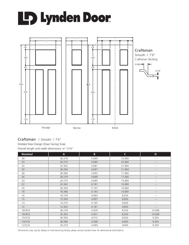 Lynden Door Craftsman Dimensional Specifications
