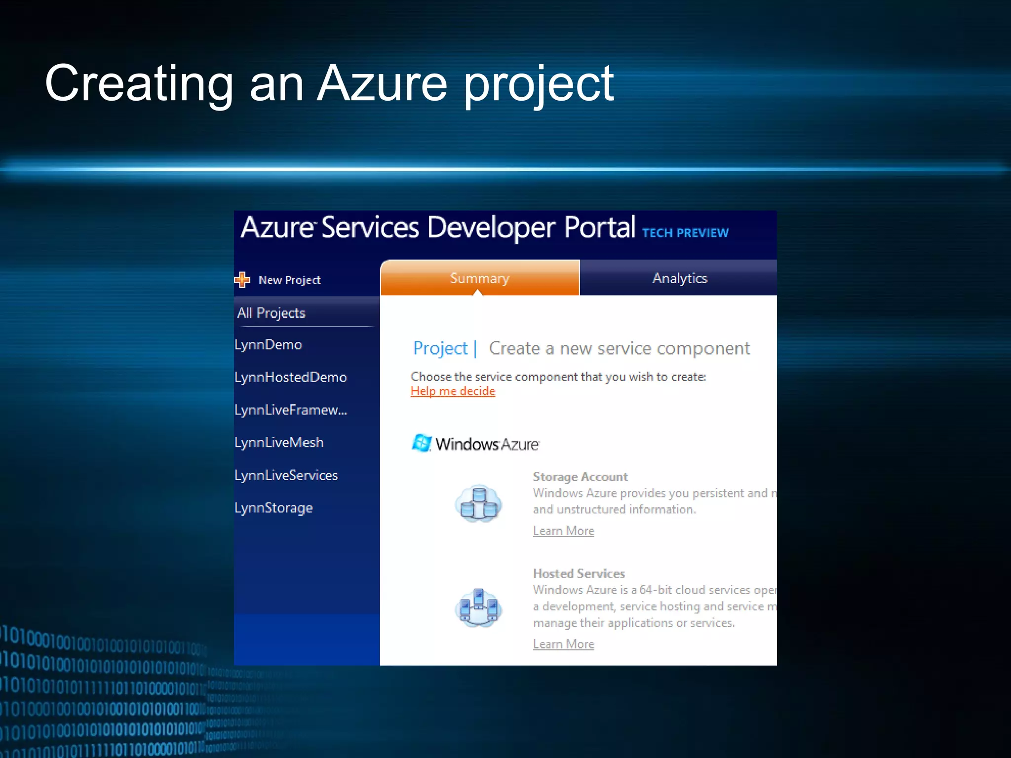 Creating an Azure project 