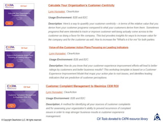 © Copyright ClearAction LLC. All rights reserved. CX Tools donated to CXPA resource library
 