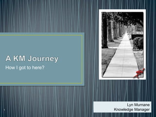 1
How I got to here?
Lyn Murnane
Knowledge Manager
 
