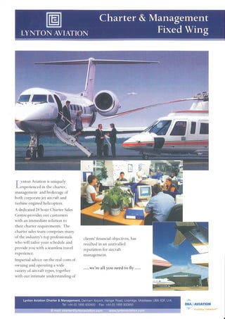 Lynton aviation charter and management fixed wing